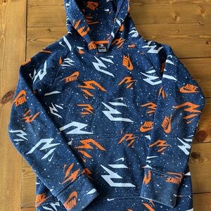 Nike Blue and Orange Graphic Hoodie